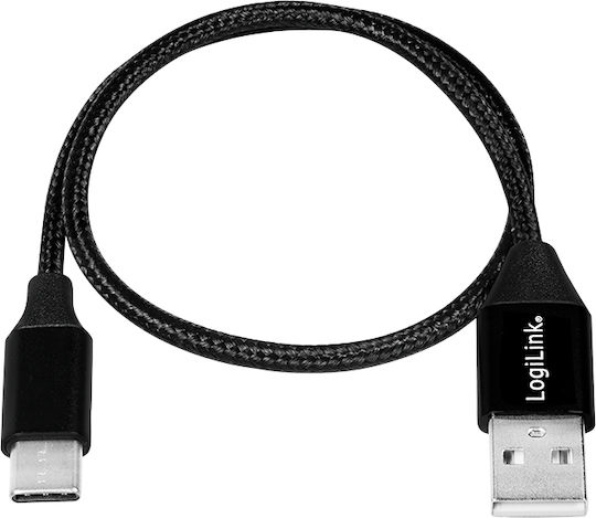 LogiLink Braided USB 2.0 Cable USB-C male - USB-A Black 0.3m (CU0139)