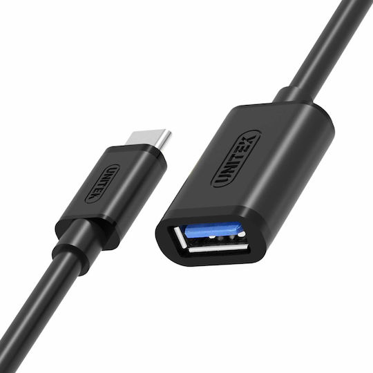 Unitek USB 3.0 Cable USB-C male - USB-A female Μαύρο 0.2m Y-C476BK