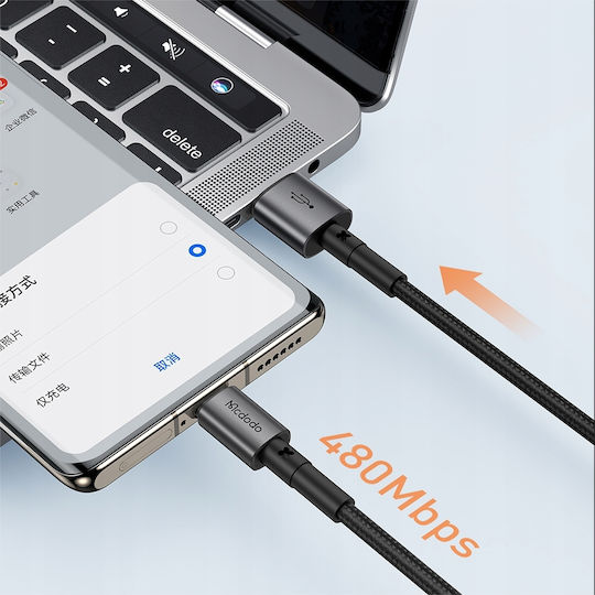 Mcdodo CA-3590 USB 2.0 Cable USB-C male - USB-A 100W PD Μαύρο 1.2m CA-3590