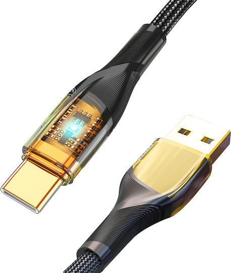 Xipin USB 2.0 Cable USB-C male - USB-A 100W PD Μαύρο 1.2m