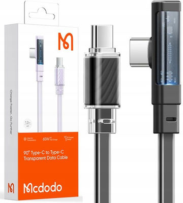 Mcdodo LED USB 3.0 Cable USB-C male - USB-C 65W Μαύρο 1.2m (CA-3450)