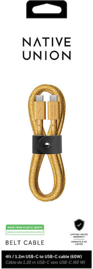 Native Union Belt USB 2.0 Cable USB-C Male - USB-C 60W PD Yellow 1.2m