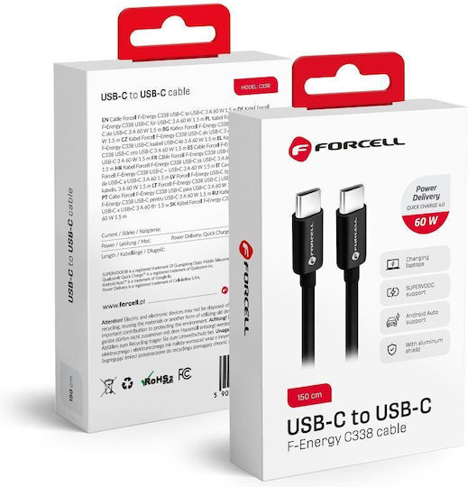 Pd60w USB 3.1 Cable USB-C Male - USB-C 60W Black 2m FOCB-220647