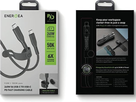 Energea USB 2.0 Kabel USB-C männlich - USB-C 240W PD Schwarz 1,5m