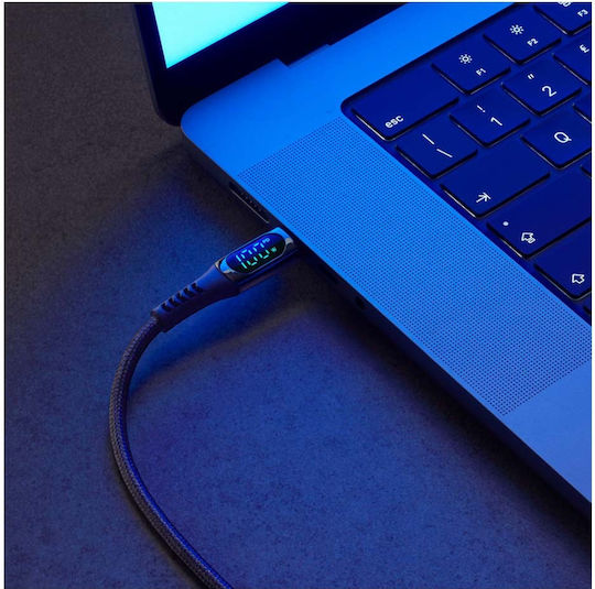 Cellular Line Cablu USB 2.0 Braided USB-C Masculin - USB-C 100W PD Negru 2m USBDATADISC2CTAB2K