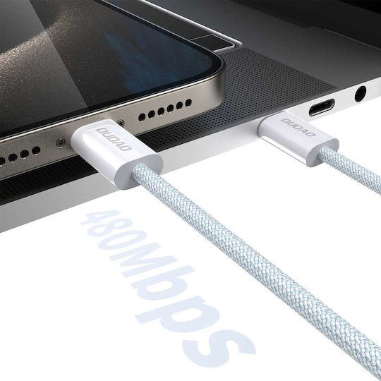 Dudao Braided USB 2.0 Cable USB-C male - USB-C 60W PD Λευκό 2m