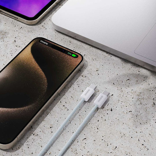 Dudao Braided USB 2.0 Cable USB-C male - USB-C 60W PD Λευκό 2m