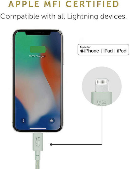 Native Union USB 2.0 Cable USB-C male - Lightning Sage 1.2m (BELT-CL-GRN-2-NP)