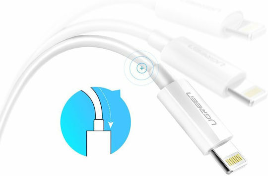 Ugreen US155 USB-A to Lightning Cable 12W Λευκό 1m (20728)