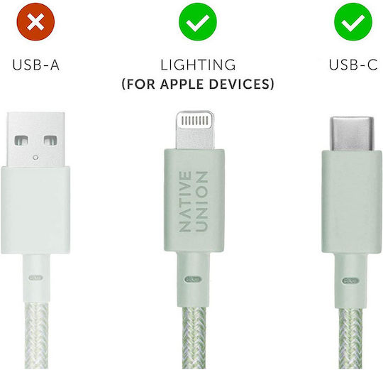Native Union USB 2.0 Cable USB-C male - Lightning Sage 1.2m (BELT-CL-GRN-2-NP)