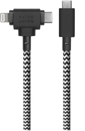 Native Union Belt Regular la Cablu Lightning 60W Alb 1.8m Zebra
