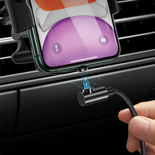 Usams SJ444 Winkel (90°) / Geflochten / Magnetisch Abnehmbar USB-A zu Lightning Kabel Schwarz 1m (SJ444USB01)