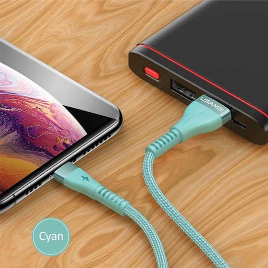 Usams Geflochten USB-A zu Lightning Kabel Türkis 1.2m (SJ360USB02)