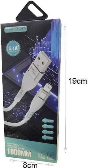 Treqa CA-8782 USB-A to Lightning Cable Λευκό 1m