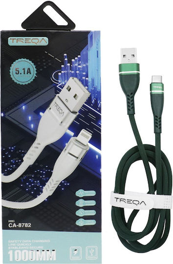 Treqa CA-8782 USB-A to Lightning Cable Λευκό 1m