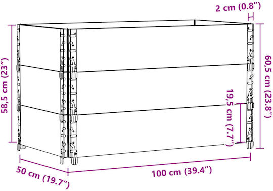 vidaXL Палетни яки 100смx50смx60.5см 3бр