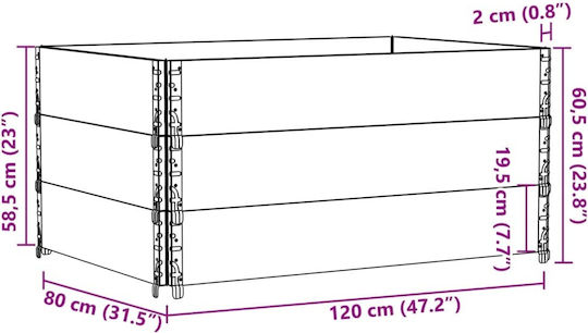 vidaXL Pallet Collar 120cmx80cmx60.5cm 3pcs