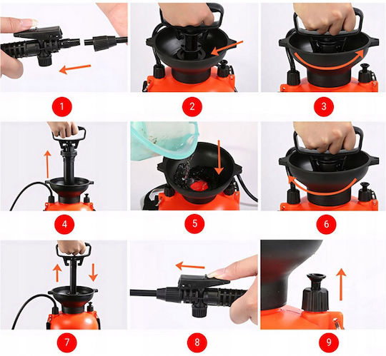 Verk Group Sprayer with Capacity 8lt 3bar in Orange color