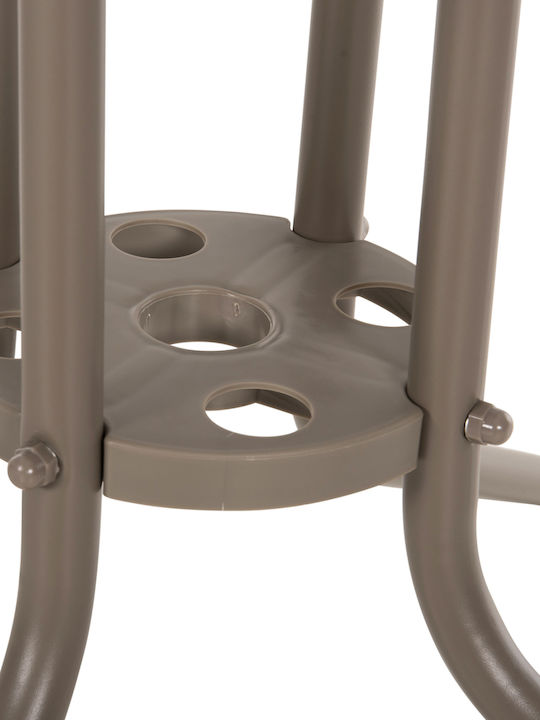 Figo Outdoor Dinner Free Standing Table with Glass Surface and Metal Frame Ecru 70x70x72cm