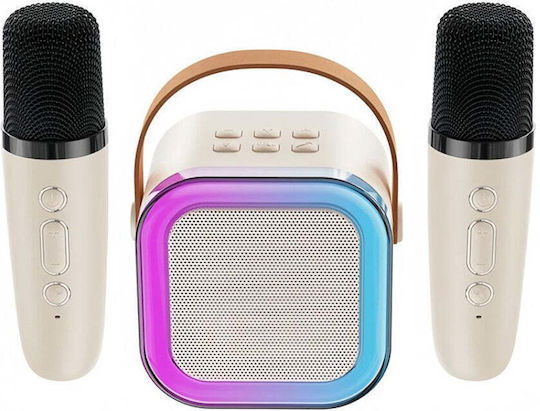 Karaoke Speaker with Wireless Microphones and Lighting Effects Beige