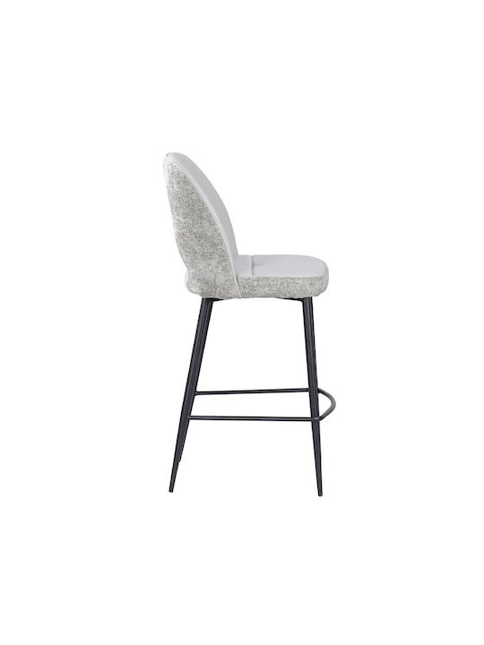 Stool Bar with Backrest Upholstered with Fabric Bouton Grey 46x50x99cm