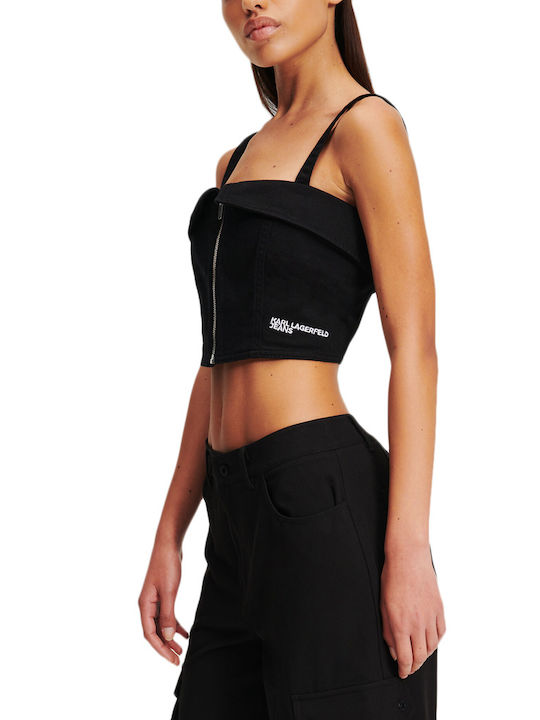 Women's Blouse Corset with Straps Black