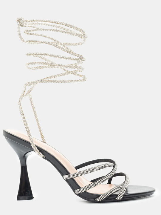Sandalen mit Strass Schwarz