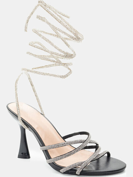 Sandalen mit Strass Schwarz