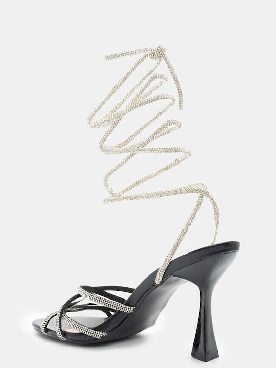 Sandalen mit Strass Schwarz