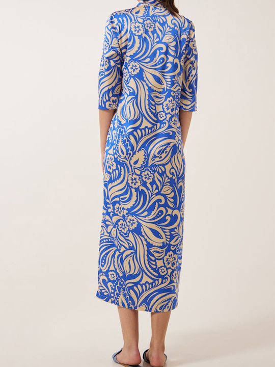 Enzzo Maxi Shirt Dress Dress Satin Blue