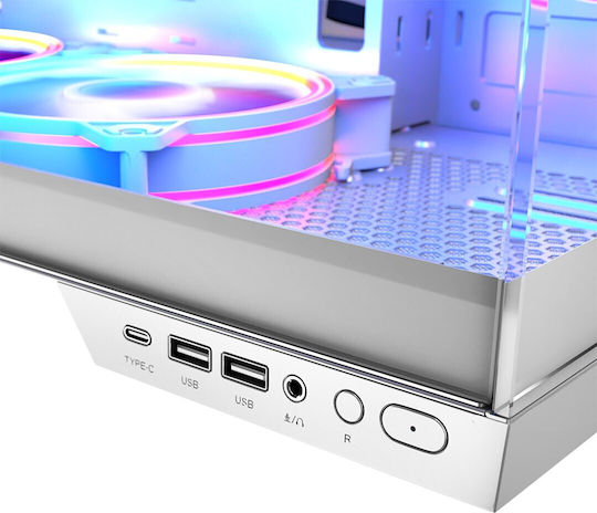 Modecom Panorama ARGB 5F Gaming Midi Tower Κουτί Υπολογιστή με Πλαϊνό Παράθυρο Λευκό