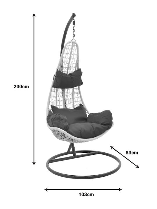 Soleil Κρεμαστή Κούνια Φωλιά με Μαξιλάρι Rattan Καφέ Μ103xΠ83xΥ200cm