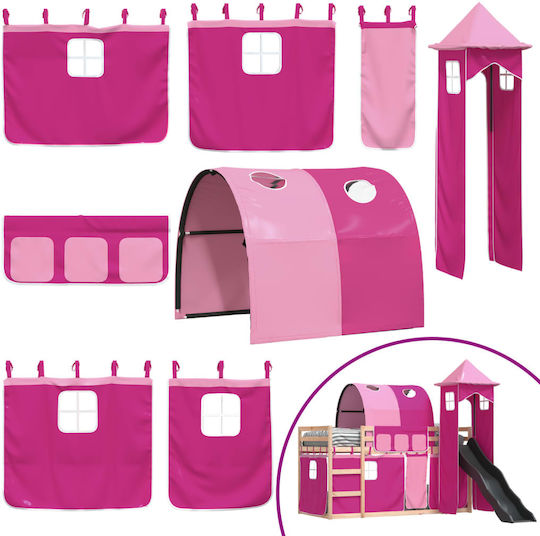 Kinderbett Hochbett Einzeln Rosa für Matratze 90x190cm