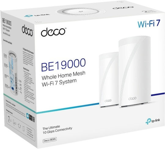 TP-LINK BE19000 v1 WiFi Mesh Network Access Point Wi‑Fi 7 Tri Band (2.4 & 5 & 6GHz) σε Διπλό Kit