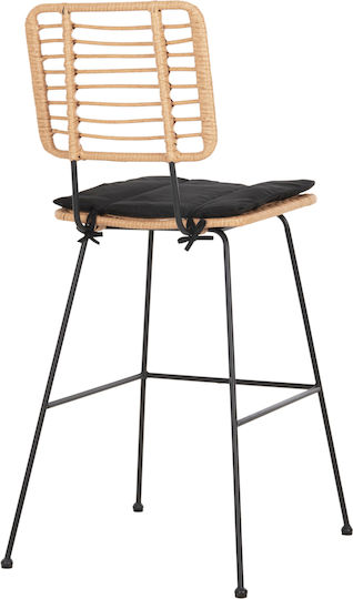 Scaun Rafturi și dulapuri pentru vin de Grădină Rattan Allegra cu pernă Negru 1buc 56x59x116cm
