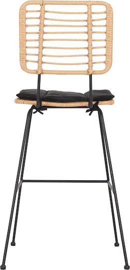 Scaun Rafturi și dulapuri pentru vin de Grădină Rattan Allegra cu pernă Negru 1buc 56x59x116cm