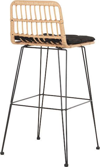 Табуретка Бар За външна употреба Ратан Allegra С възглавница Black-beige 1бр 52x51x103см