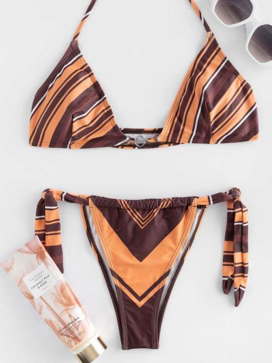 Set Bikini Triunghi Cu dungi PORTOOKALI