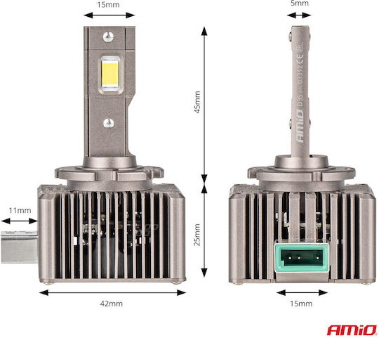 AMiO Лампи Автомобила D3S LED 6500К Хладно бяло 16V 70W 2бр