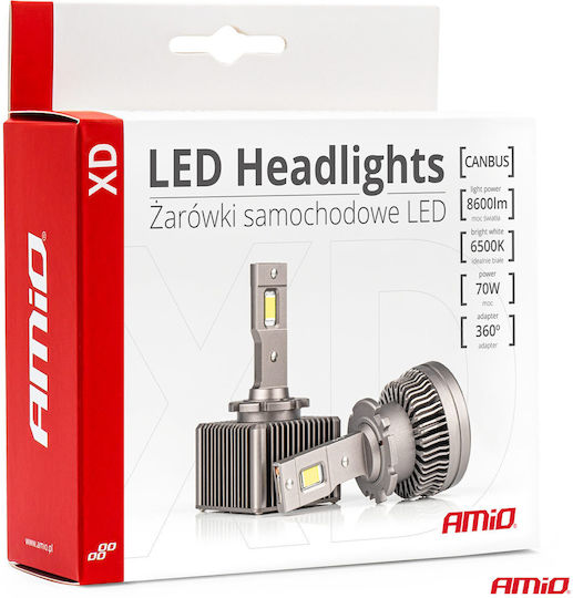 AMiO Лампи Автомобила D3S LED 6500К Хладно бяло 16V 70W 2бр