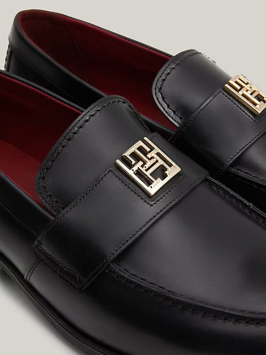 Leather Women's Loafers in Black Color