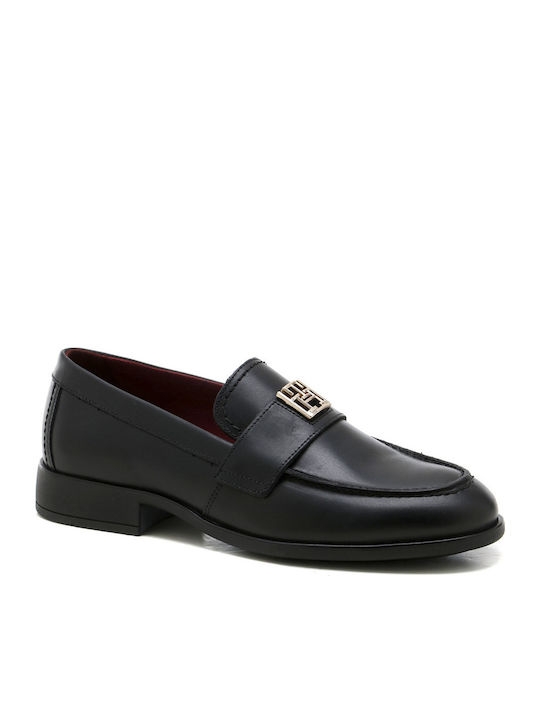 Leather Women's Loafers in Black Color