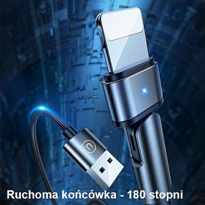 Usams SJ476 Winkel (90°) / Geflochten USB-A zu Lightning Kabel Schwarz 1m (SJ476USB02)