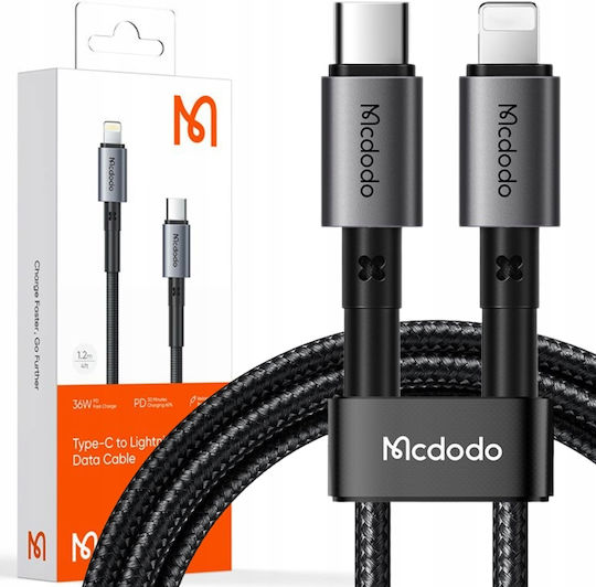Mcdodo Geflochten USB-C zu Lightning Kabel 36W Schwarz 1.2m (CA-2850)