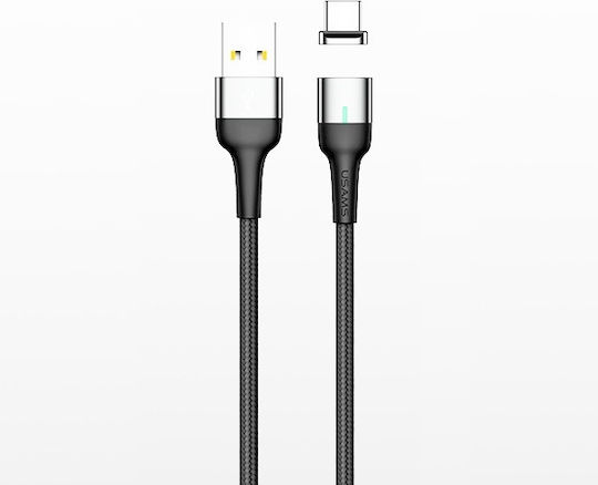 Usams US-SJ326 U28 Magnetisch Abnehmbar USB-A zu Lightning Kabel Schwarz 1m (SJ326USB03)