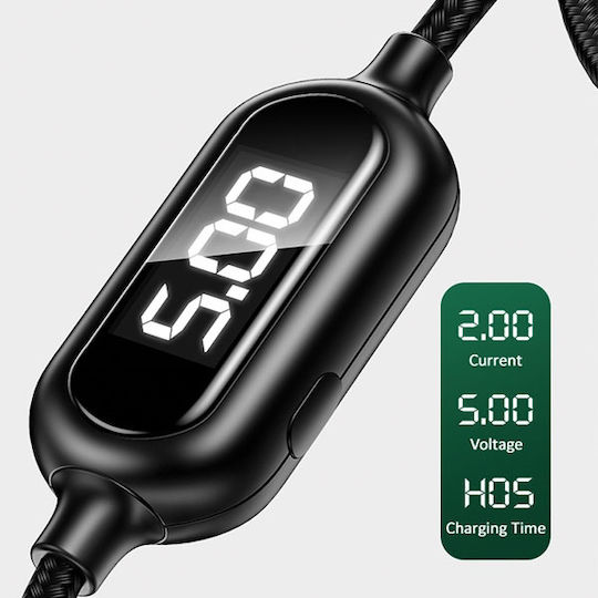 Usams SJ423 Braided / LED USB-A to Lightning Cable Πράσινο 1.2m