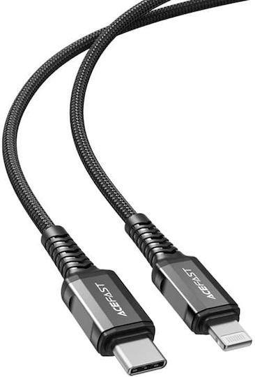 Acefast Плетена USB-C към Lightning кабел 30W Черен 1.2м (C1-01)