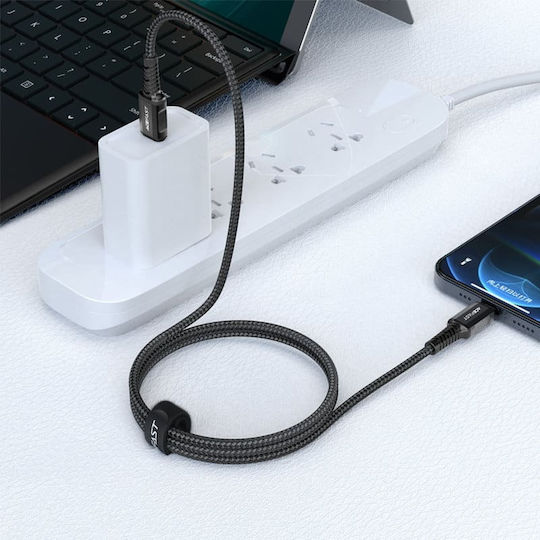 Acefast Плетена USB-C към Lightning кабел 30W Черен 1.2м (C1-01)