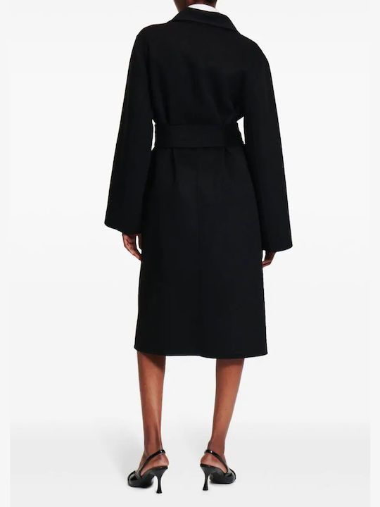 Karl Lagerfeld Μάλλινο Γυναικείο Μαύρο Παλτό