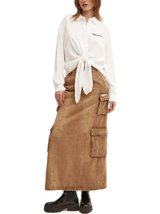 Langärmelig Damen Hemd White